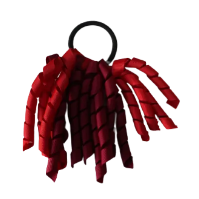 School Hair Accessories Short Curly Ponytail Streamer Hair Tie - Burgundy (28 colours options to pick from)