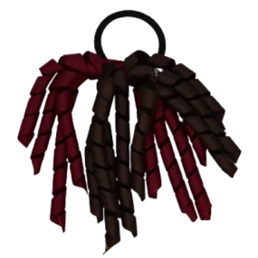 School Hair Accessories Short Curly Ponytail Streamer Hair Tie - Burgundy (28 colours options to pick from)