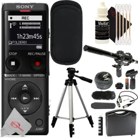 Sony UX570 Digital Voice Recorder Black   VidPro 1"Pr Shotgun Microphone Kit w/ Case and Accessory Kit