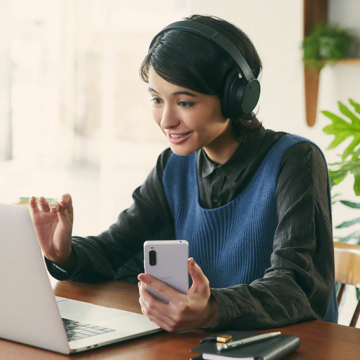 Sony WHCH720N/B Hybrid Wired & Wireless Bluetooth Noise Canceling Headphones