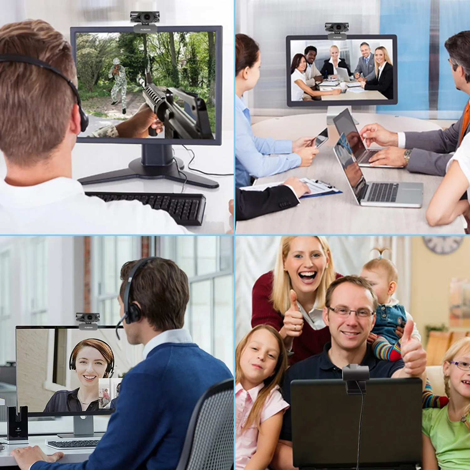 Stream Webcam 1080P Web Camera with Noise Cancelling Mic USB Plug and Play