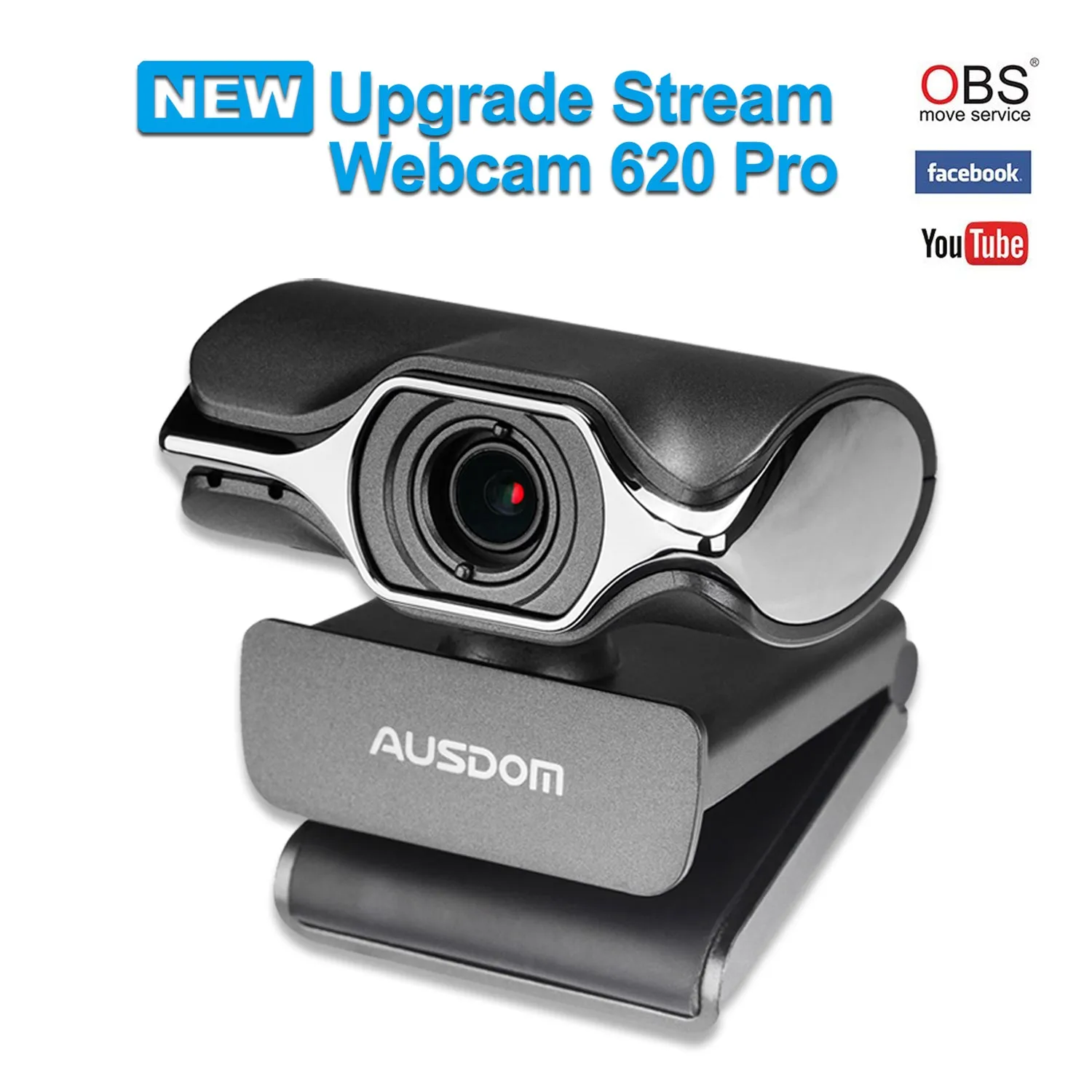 Stream Webcam 1080P Web Camera with Noise Cancelling Mic USB Plug and Play