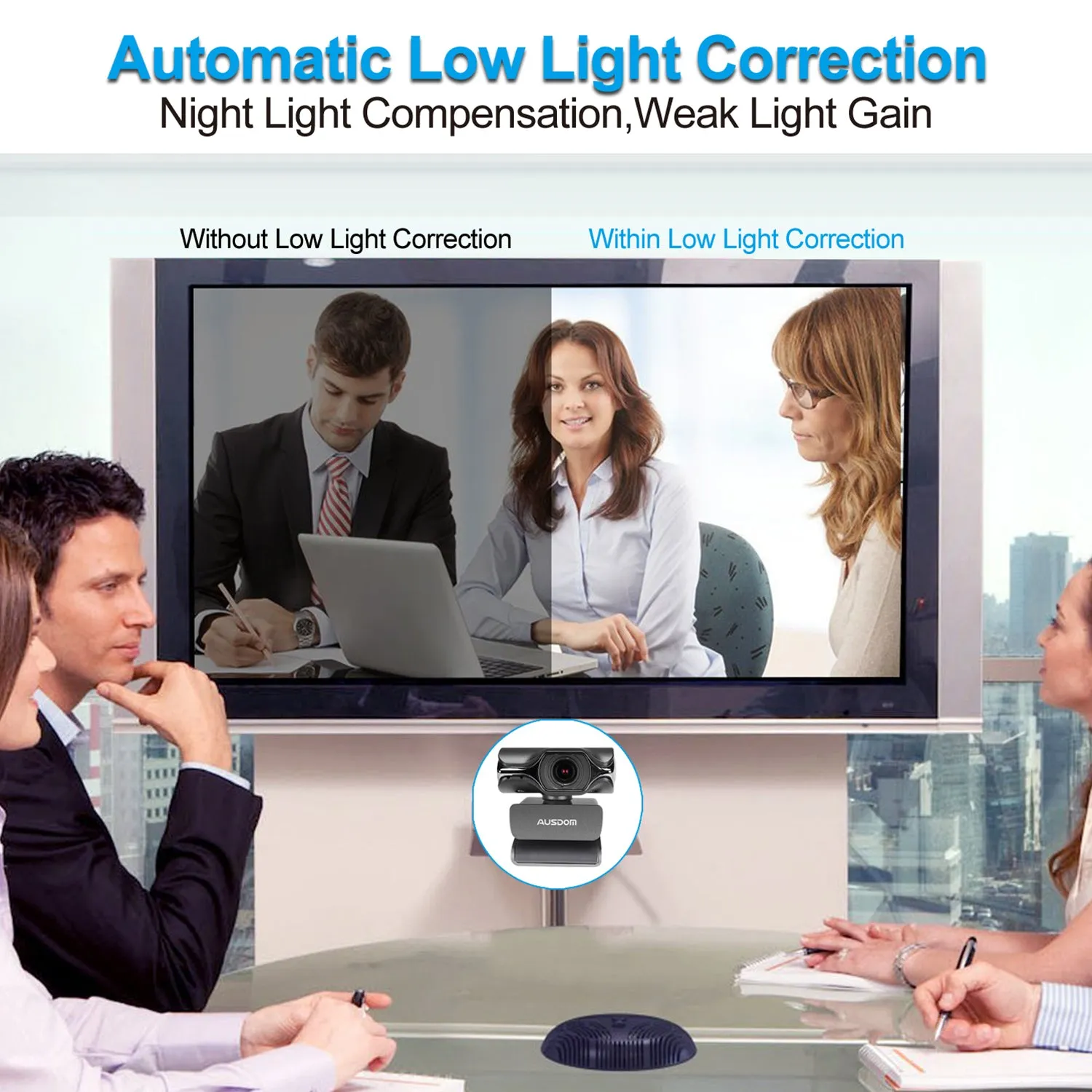Stream Webcam 1080P Web Camera with Noise Cancelling Mic USB Plug and Play