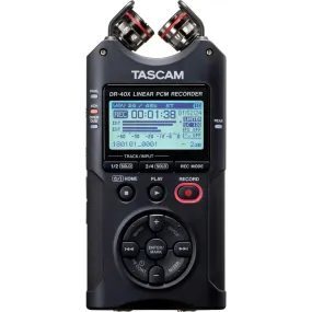 Tascam DR-40X Four-Track Digital Audio Recorder and USB Audio Interface, Black