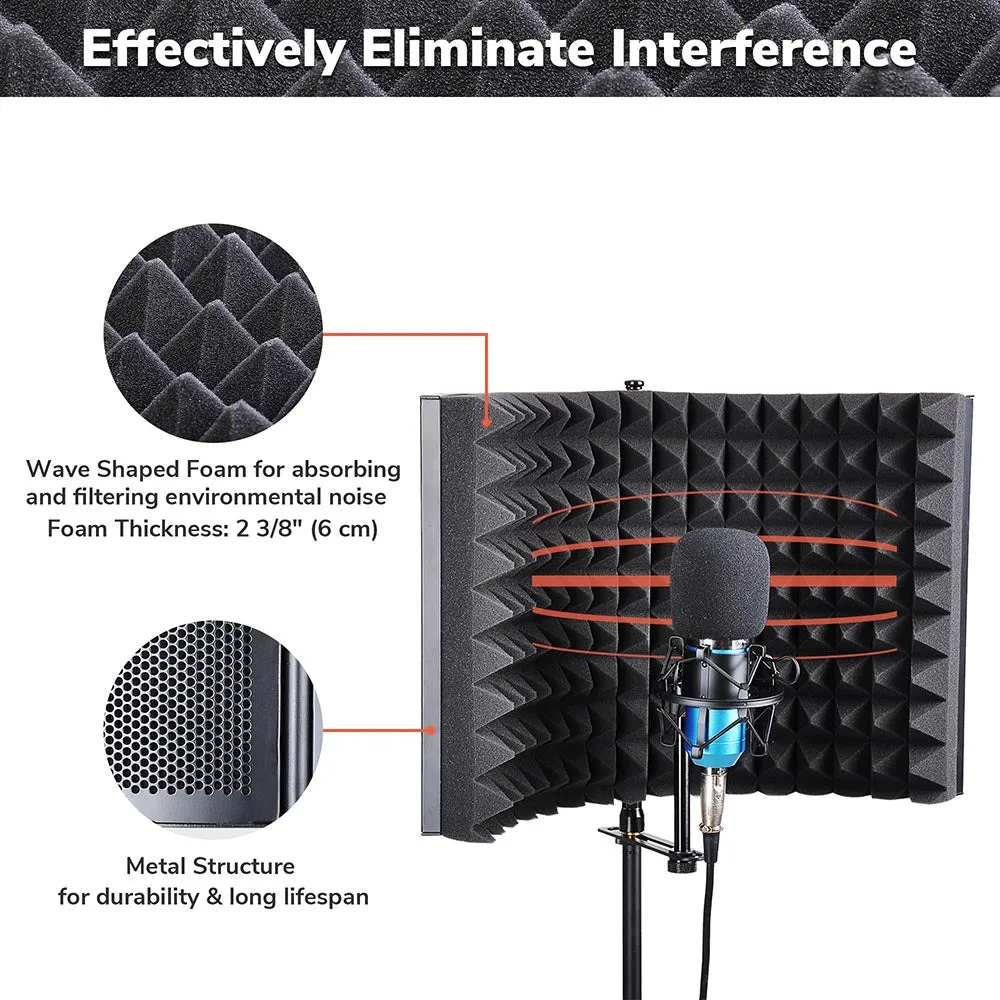 TheLAShop 2-Fold Studio Microphone Isolation Shield Vocal Filter Panel
