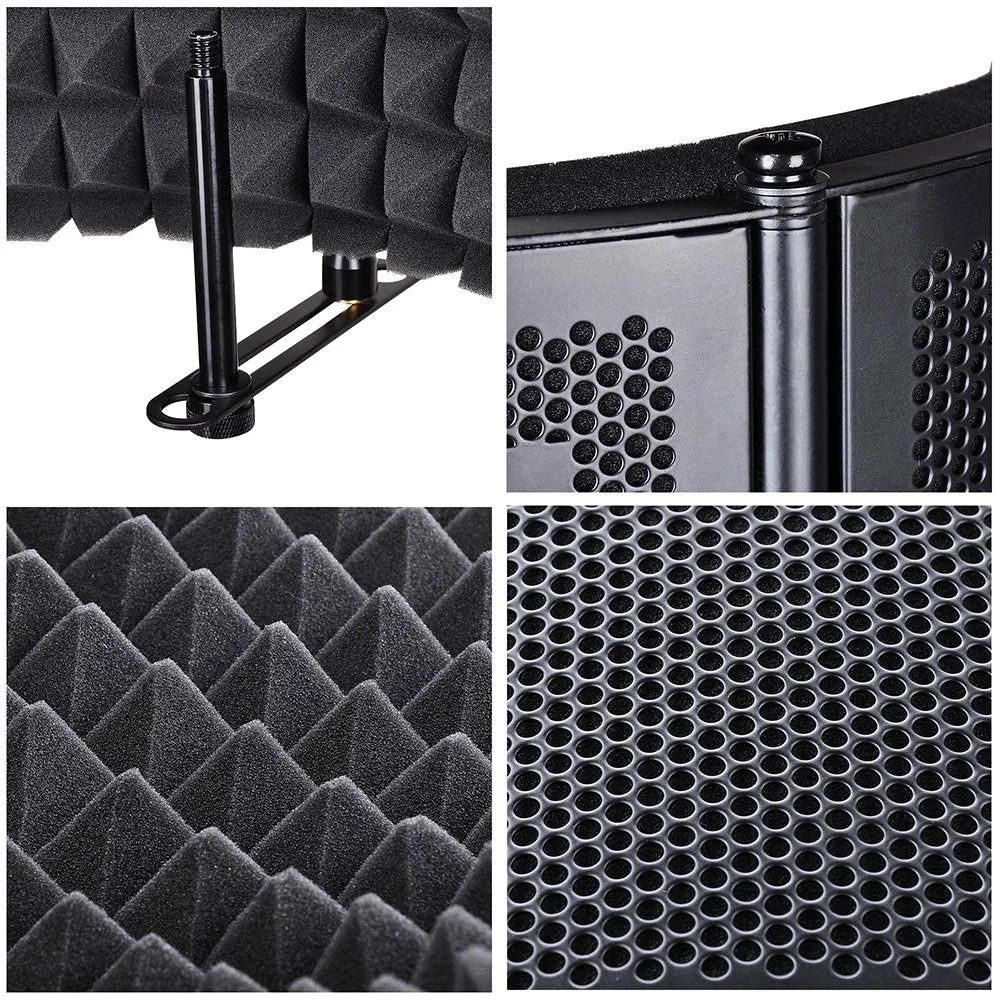 TheLAShop 2-Fold Studio Microphone Isolation Shield Vocal Filter Panel