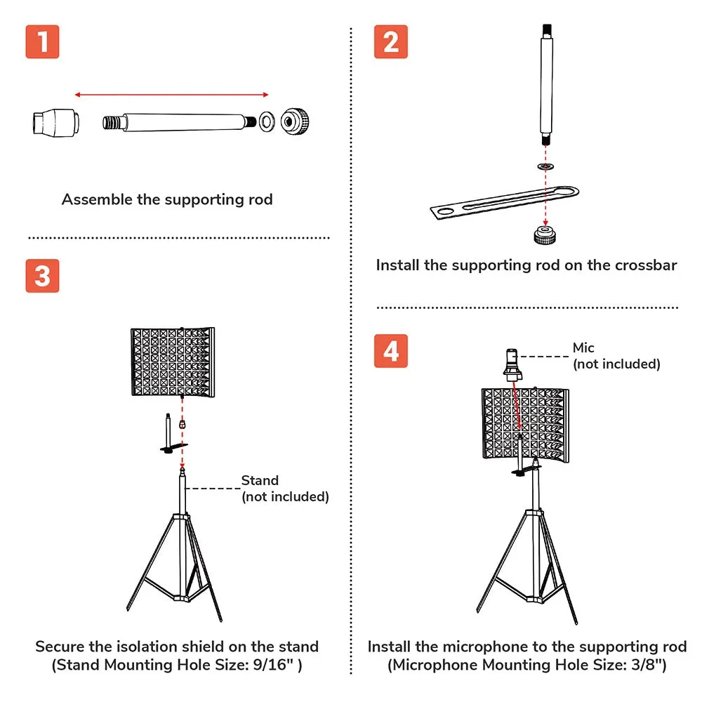 TheLAShop 2-Fold Studio Microphone Isolation Shield Vocal Filter Panel