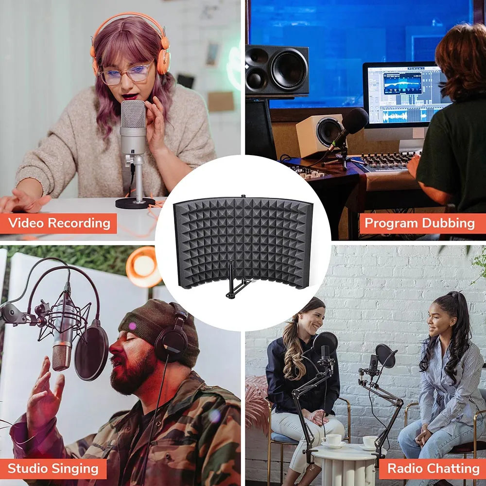 TheLAShop 2-Fold Studio Microphone Isolation Shield Vocal Filter Panel