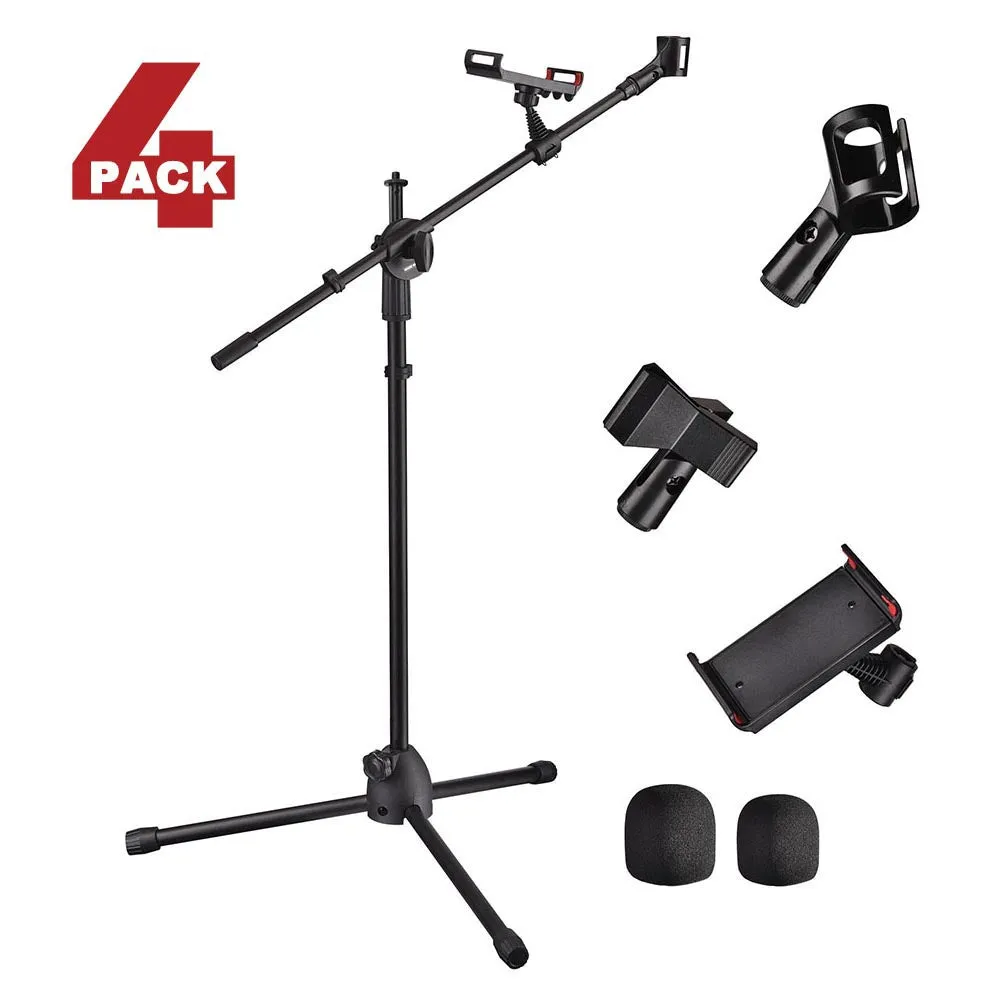 TheLAShop Mic Stand Boom Arm Dual Mic Mounts & Phone Holder 2'8" to 5'11"H