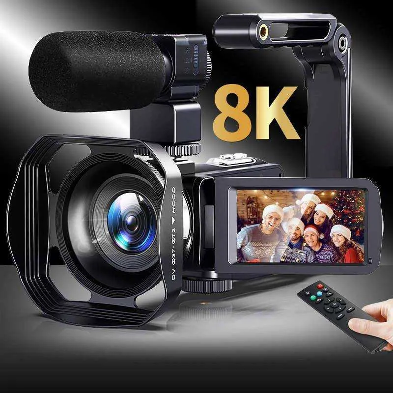 TUTT 8K 48MP Camcorder WIFI Digital Video Camera For Youtube Streaming Vlogging Recorder 18X Time-Lapse WIFI Webcam Night Vision Stabilizer 128GB SanDisk 3 in 1 SD/TF/Charging Kit