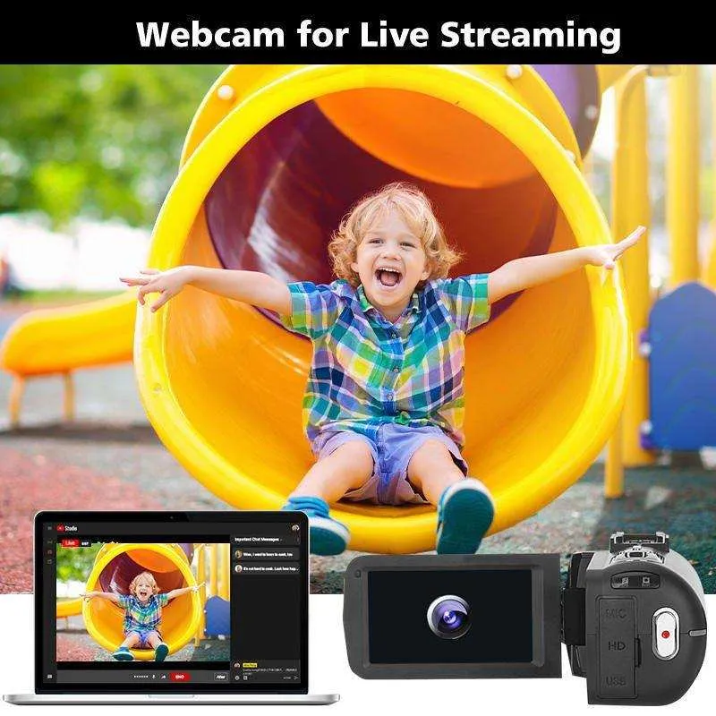 TUTT 8K 48MP Camcorder WIFI Digital Video Camera For Youtube Streaming Vlogging Recorder 18X Time-Lapse WIFI Webcam Night Vision Stabilizer 128GB SanDisk 3 in 1 SD/TF/Charging Kit