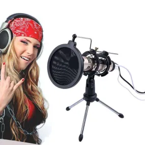 Universal Live Broadcast Bracket Tripod Holder with Anti-spray Net & Microphone Clip & Shockproof Clip, For iPhone, Galaxy, Sony, Lenovo, HTC, Huawei, and other Smartphones