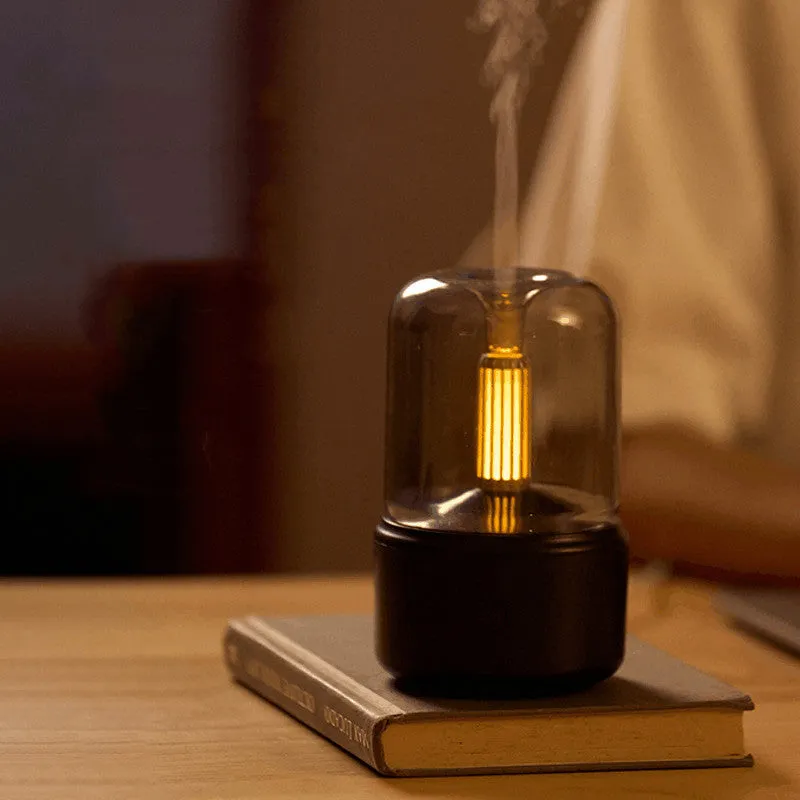 USB 120ml Compact Aromatherapy Candlelight Humidifier | LED Nightlight