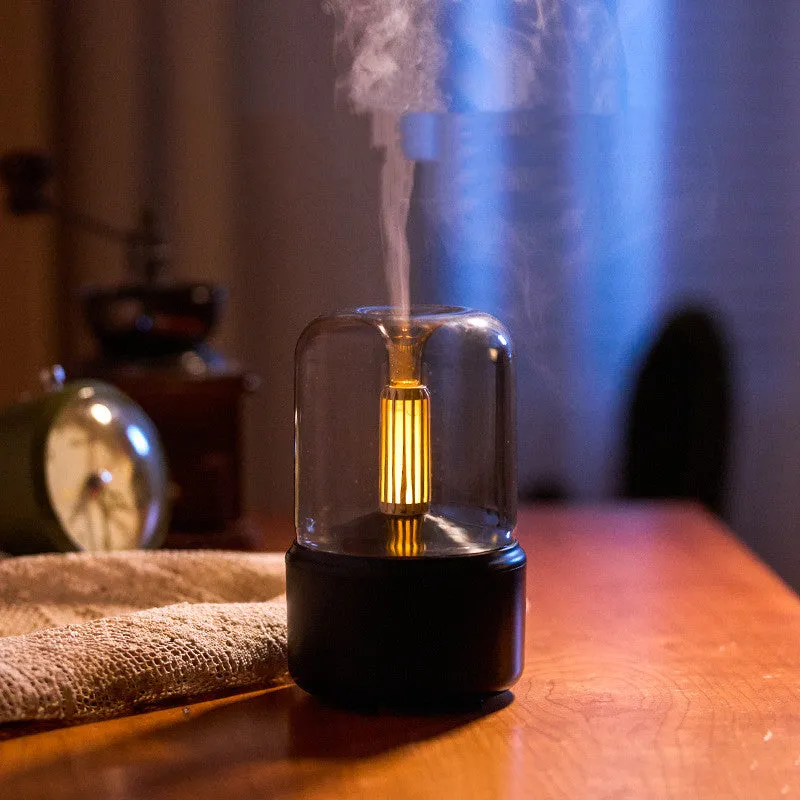 USB 120ml Compact Aromatherapy Candlelight Humidifier | LED Nightlight