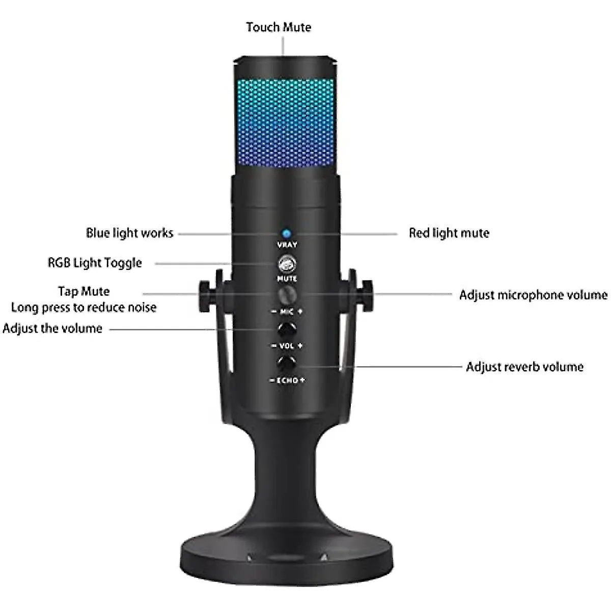 Usb Plug And Play Gaming Condenser Microphone Mc-Pw9