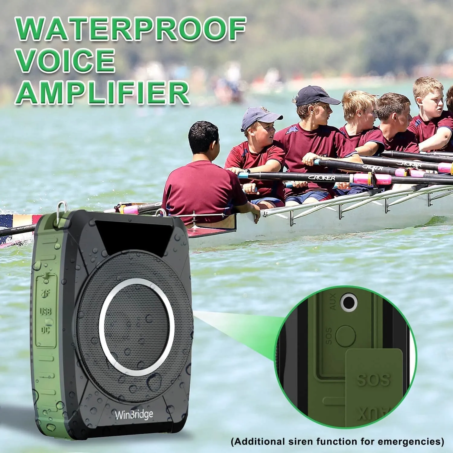 Winbridge Bluetooth 5.0 Voice Amplifier with Wireless Mic Headset, Waterproof Personal Microphone Wireless Voice Amplifier,