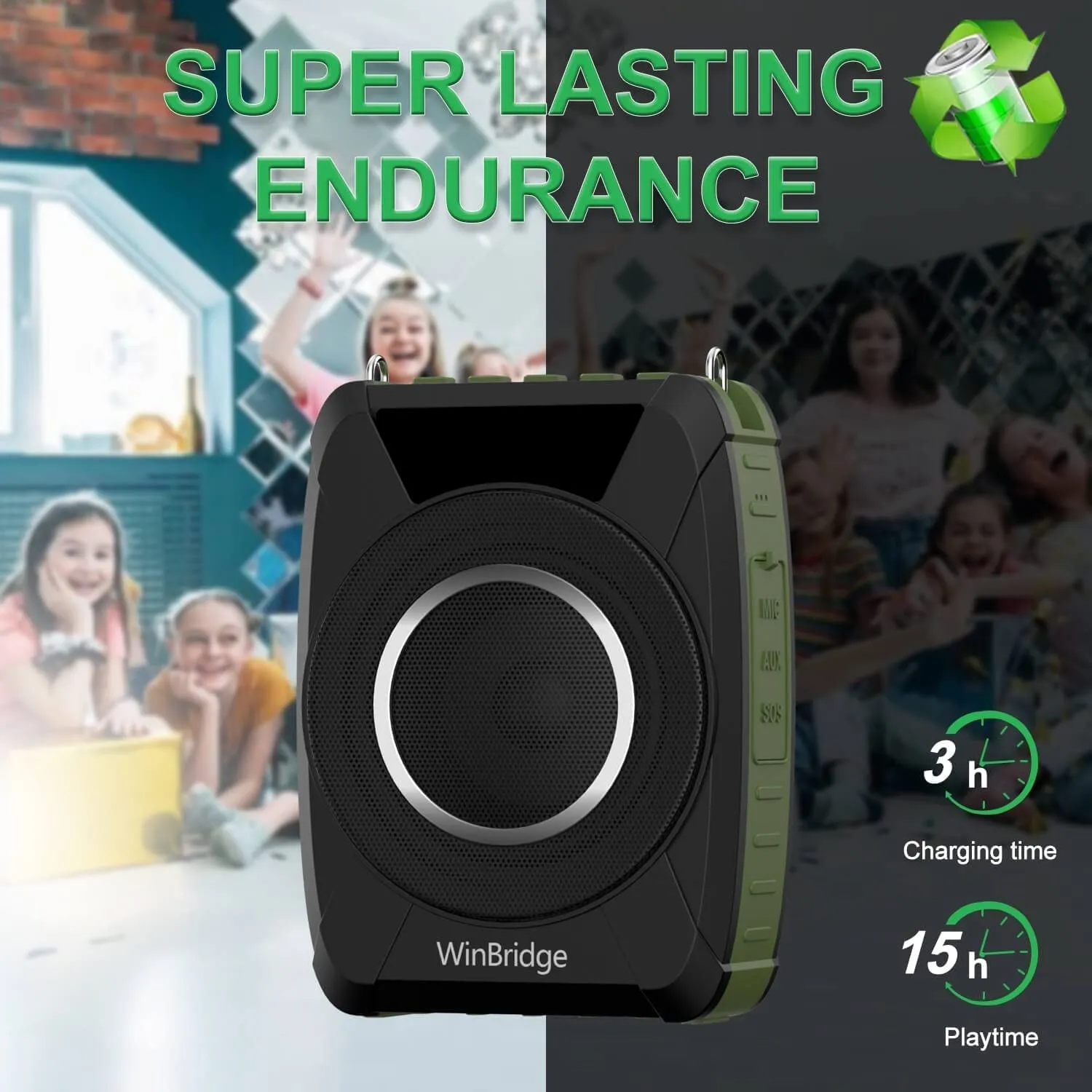 Winbridge Bluetooth 5.0 Voice Amplifier with Wireless Mic Headset, Waterproof Personal Microphone Wireless Voice Amplifier,