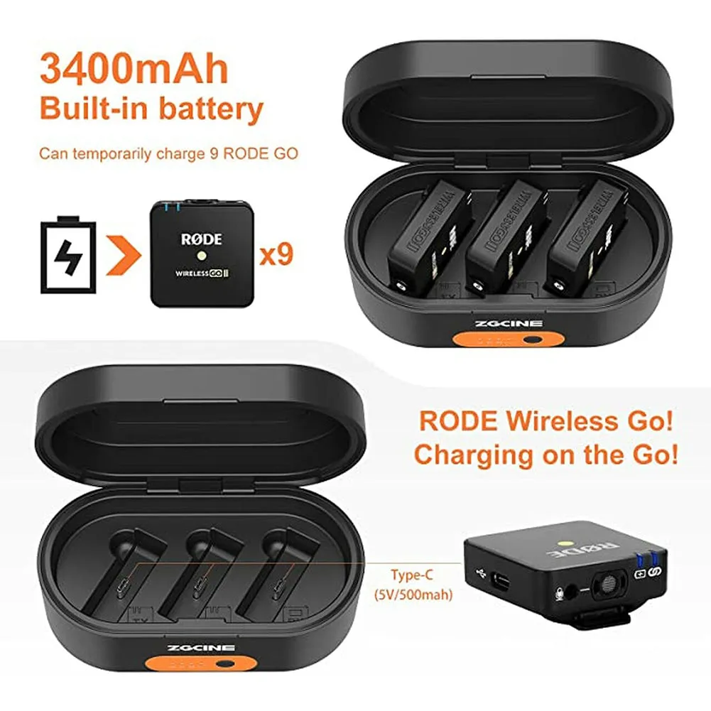 ZGCine ZG-R30 Charging Case with Rode Wireless GO II 2-Person Compact Digital Wireless Microphone System/Recorder - Bundle