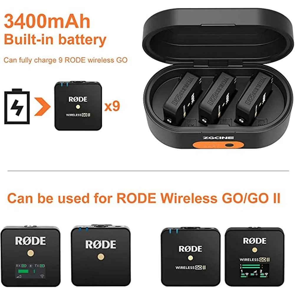 ZGCine ZG-R30 Charging Case with Rode Wireless GO II 2-Person Compact Digital Wireless Microphone System/Recorder - Bundle