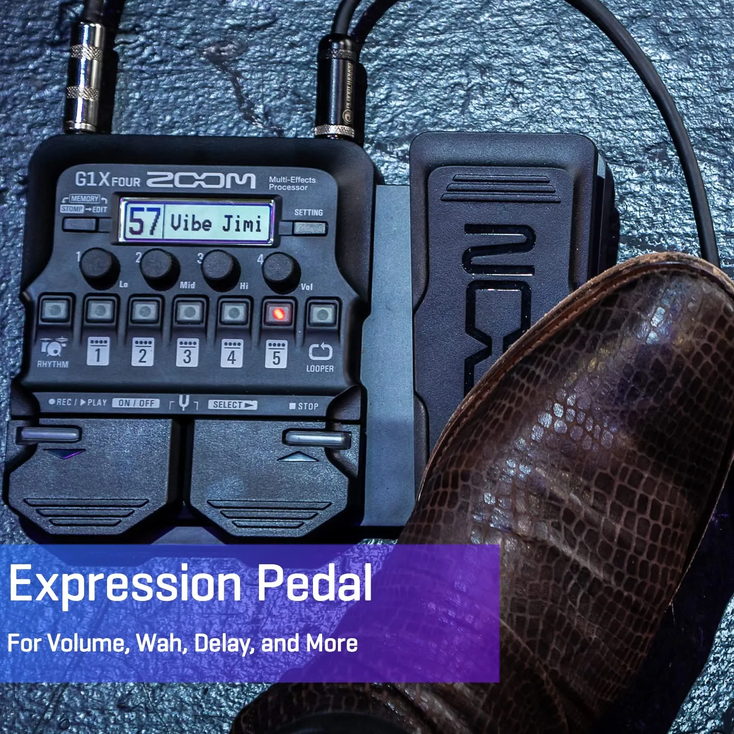 Zoom G1X FOUR Guitar Multi-Effects Processor with Expression Pedal, With 70  Built-in Effects, Amp Modeling, Looper, Rhythm Section, Tuner, Battery Powered