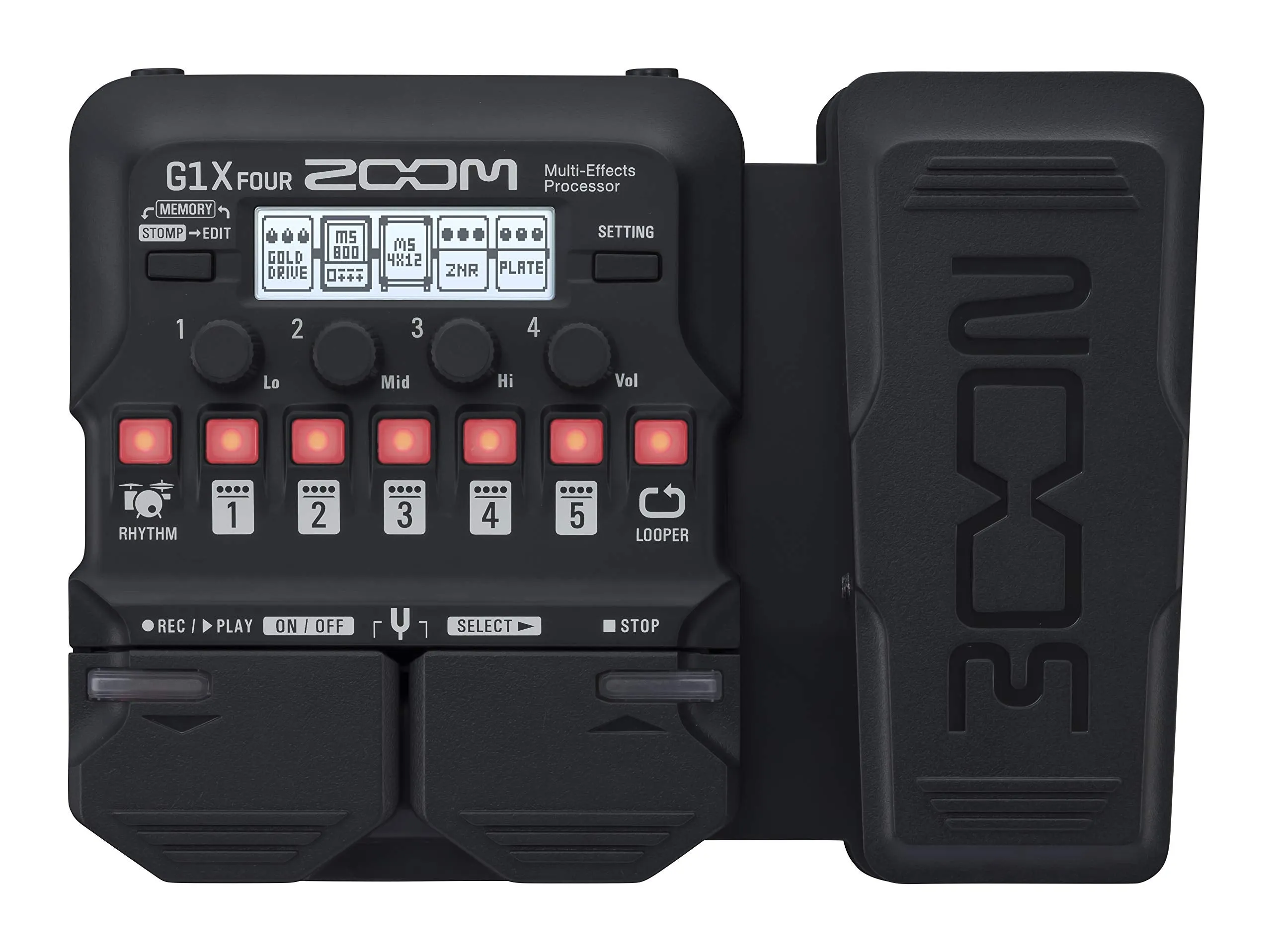 Zoom G1X FOUR Guitar Multi-Effects Processor with Expression Pedal, With 70  Built-in Effects, Amp Modeling, Looper, Rhythm Section, Tuner, Battery Powered