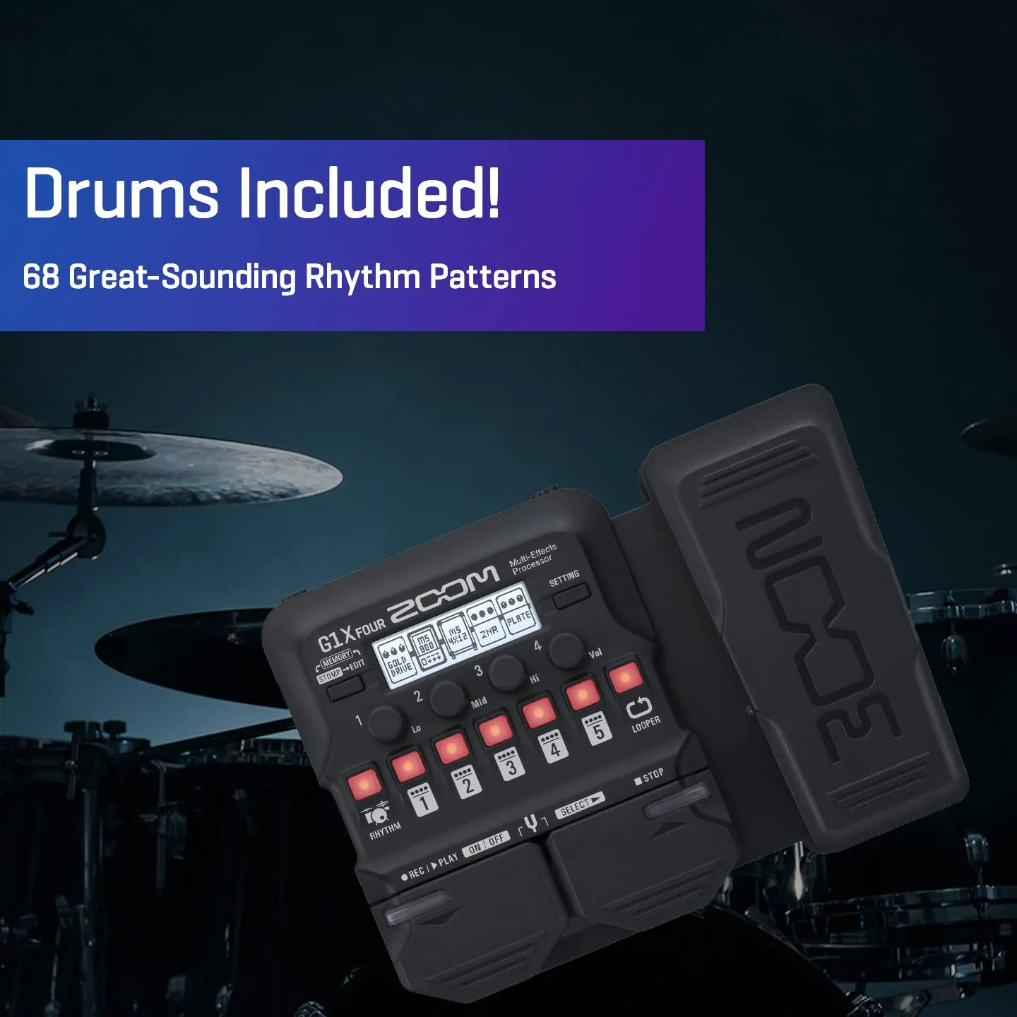 Zoom G1X FOUR Guitar Multi-Effects Processor with Expression Pedal, With 70  Built-in Effects, Amp Modeling, Looper, Rhythm Section, Tuner, Battery Powered