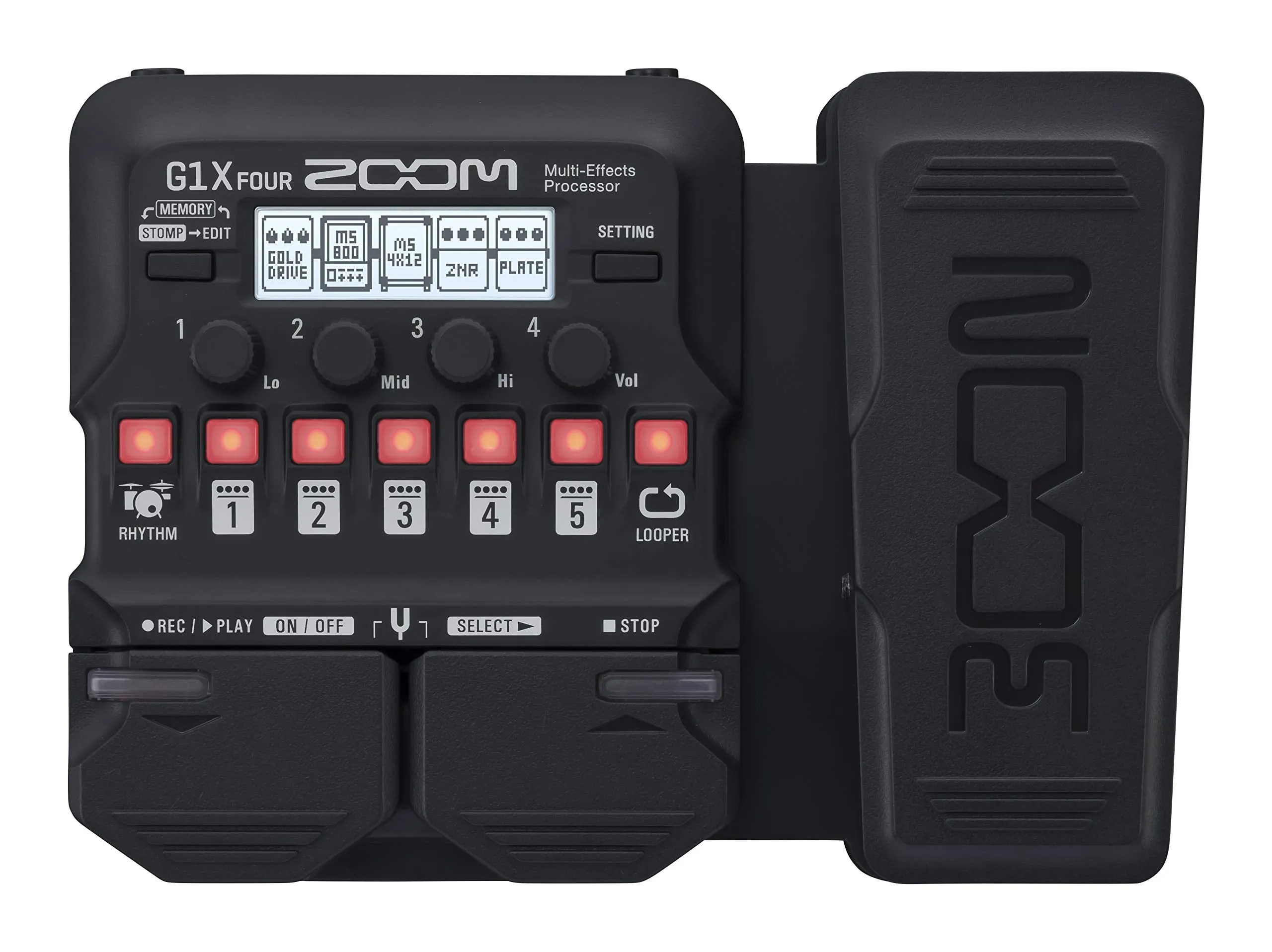 Zoom G1X FOUR Guitar Multi-Effects Processor with Expression Pedal, With 70  Built-in Effects, Amp Modeling, Looper, Rhythm Section, Tuner, Battery Powered