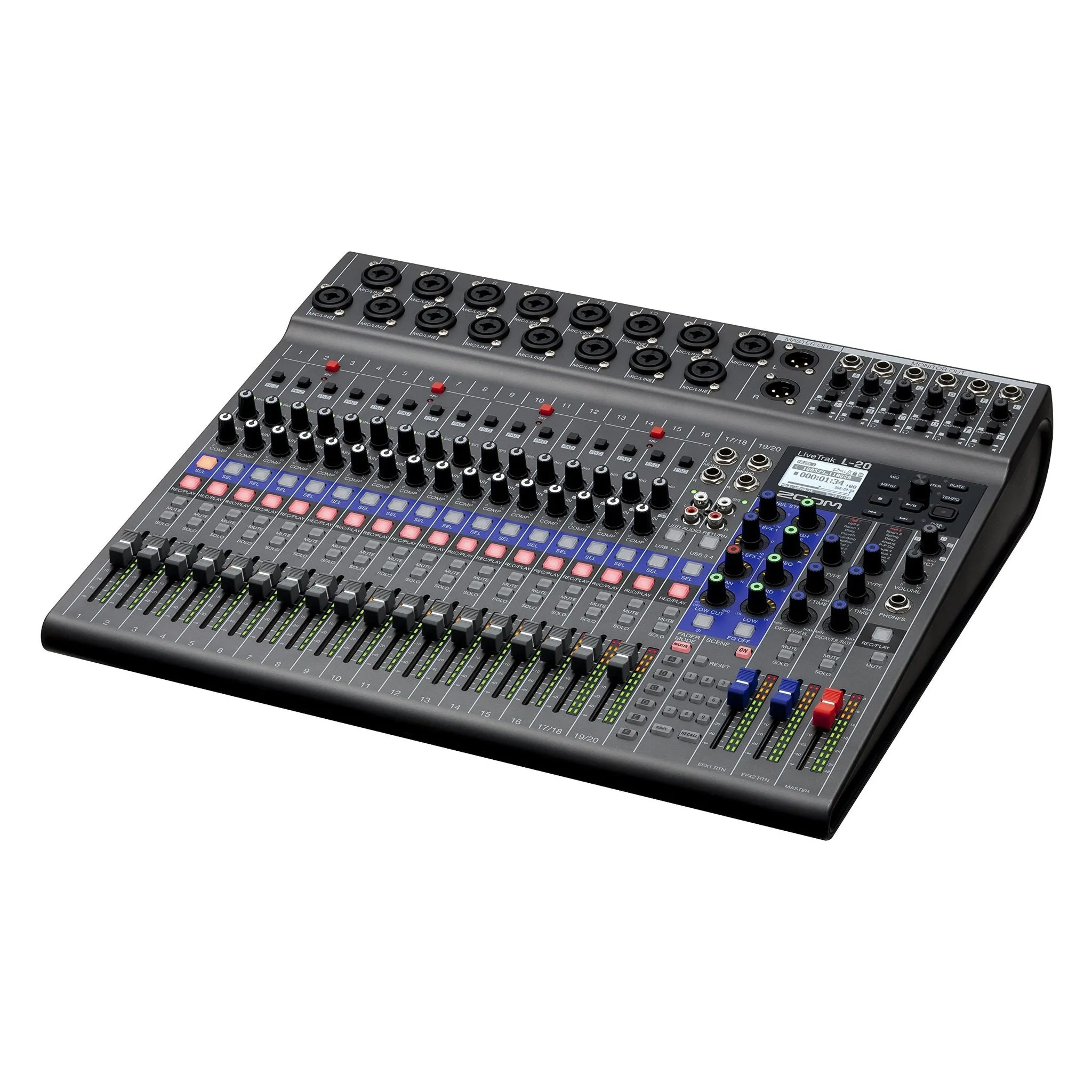 Zoom LiveTrak L-20 Digital Mixer & Multitrack Recorder, 20-Input/ 22-Channel SD Card Recorder, 22-in/4-out USB Audio Interface, 6 Customizable Outputs, Wireless iOS Control