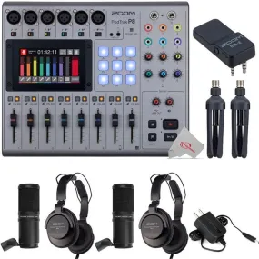 Zoom PodTrak P8 Portable Multitrack Podcast Recorder   Two Zoom ZDM-1 Podcast Mic Pack Accessory Bundle   ZOOM BTA-2 Bluetooth Adapter Audio For PodTrak Series