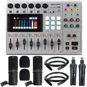 Zoom PodTrak P8 Portable Multitrack Podcast Recorder   Zoom ZDM-1 Dynamic Microphone Kit